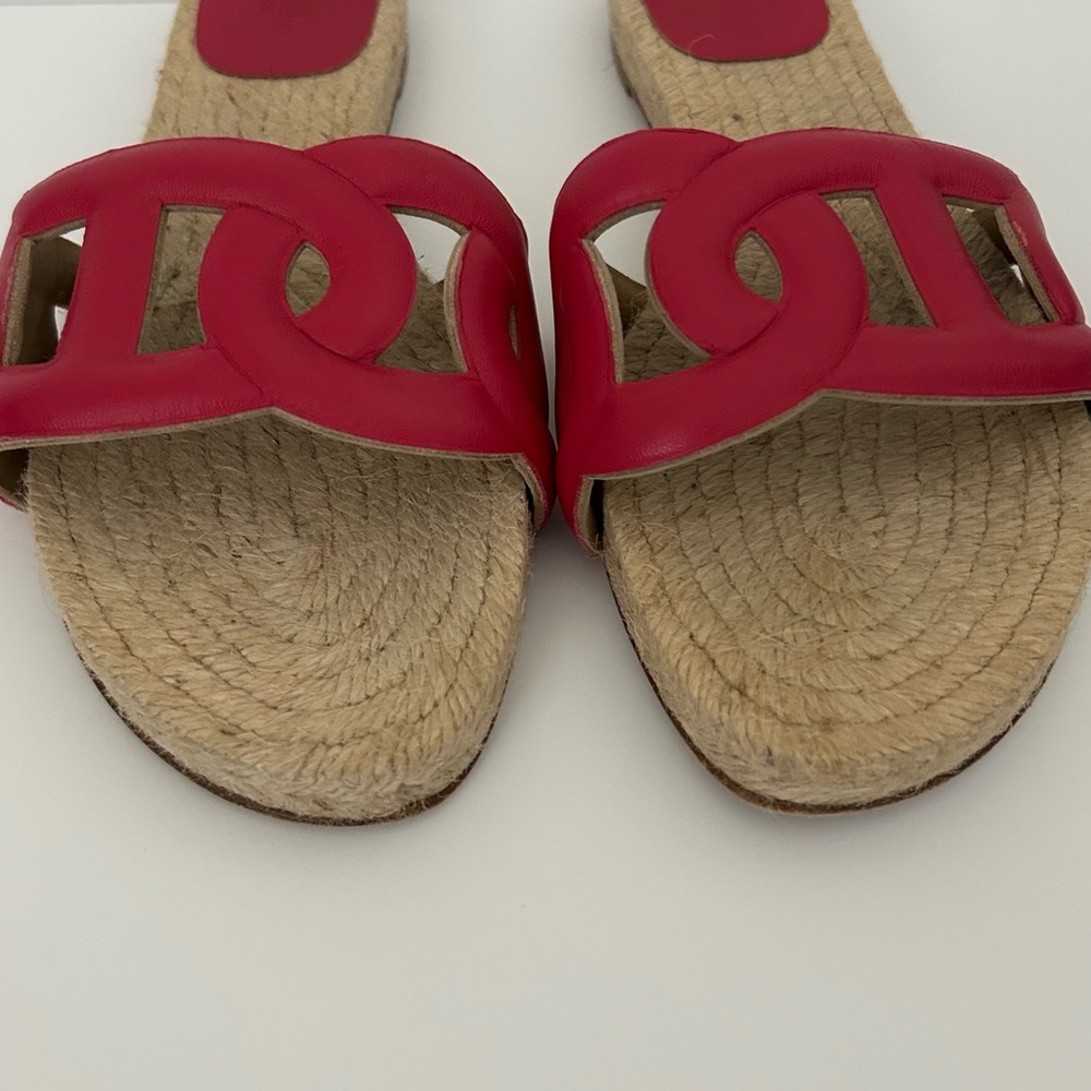 Hermes Lambskin Nappa Famosa Espadrille Slip On Flat Sandals size 37 - Picture 3 of 8